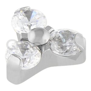 Close up photo of a QualiTi Body Jewellery Clear Trio Attachment