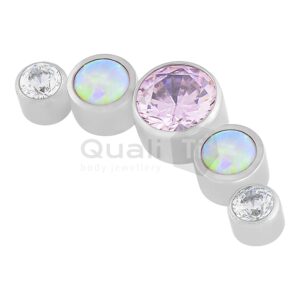 A close up photo of the QualiTi Body Jewellery A close up photo of the QualiTi Body Jewellery 'Pink Nebula' 5 Stone Cluster